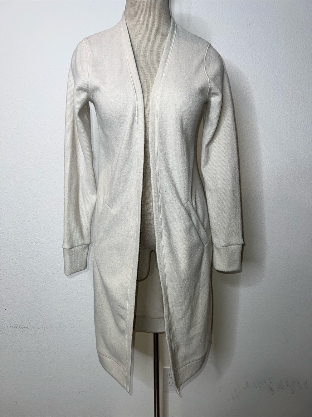 Abercrombie & Fitch Cream Open-Front Longline Women's Cardigan Sweater